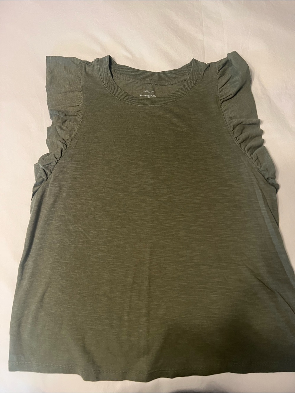 Banana Republic Olive Green Ruffle Sleeve Tank Top